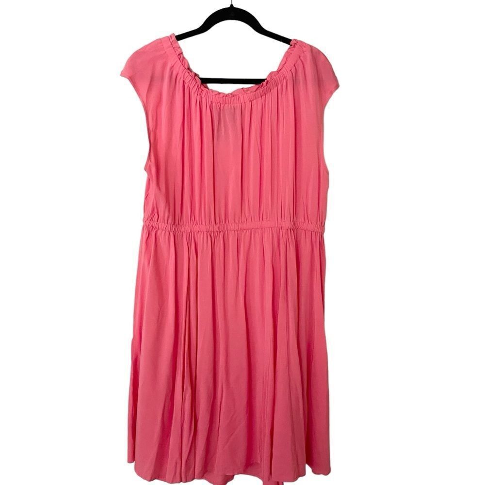 Torrid Mini Challis Tie-Front Skater Dress Size 2X Pink Coral Short Sleeve - Picture 3 of 9